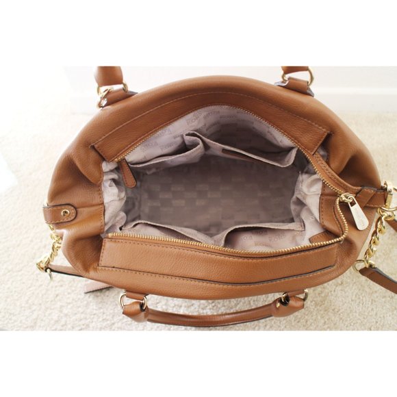 Michael Kors Megan Congac Brown Leather Satchel - Picture 5 of 9